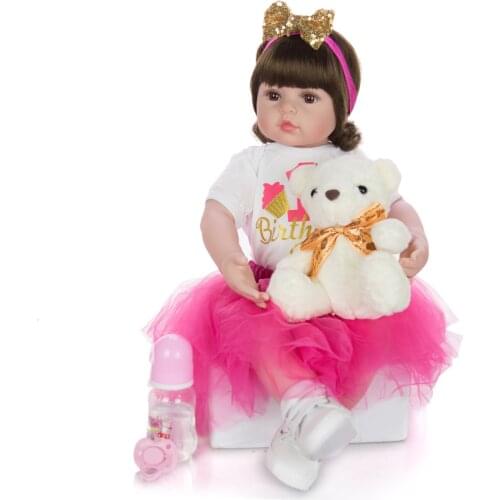 24" Silicone Reborn Baby Doll Toys 60cm sweet girl Princess reborn Toddler doll Alive Bebe reborn Brinquedos Collection Gift