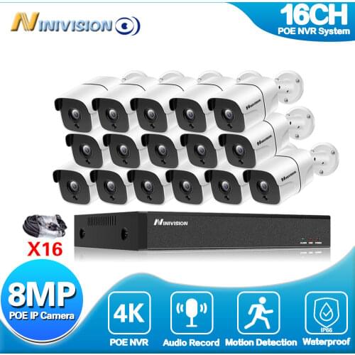 Home 4K 8MP POE Camera Security System NVR Kit POE NVR 8MP 16CH Indoor IP Audio CCTV Camera Video Surveillance Systems Set