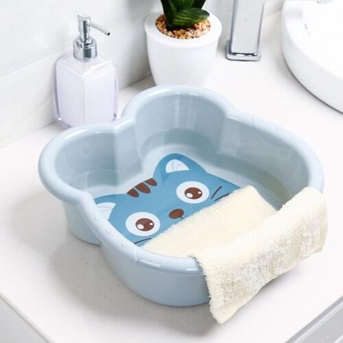 Hot 1PC Washbasin Plastic Basin Cute Cartoon Baby Washing Bathtub Newborn Infant Wash Face Foot Ass Bath Tub Baby Washtub 10300E