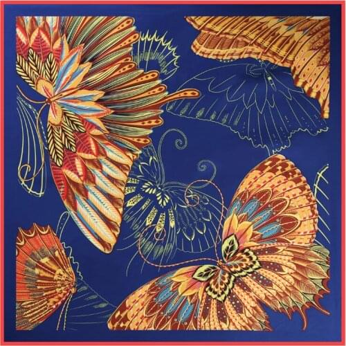 100*100cm TOP Silk superior butterflyScarves Women Foulard Square Hijab Scarf Ladies Shawl wrap muffler pareo female hijab