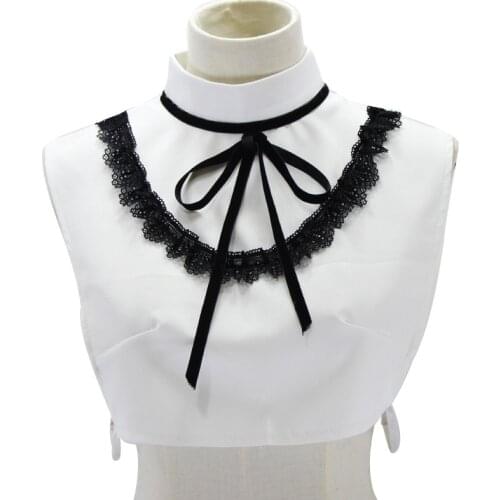 Vintage Detachable Collar False Collar Lapel Blouse Cotton high sweater shirt decoration fake collar Bow turtleneck lace collar