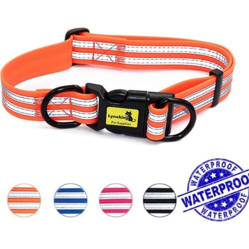 Waterproof dog collar Direct Reflective Dog Collars with Buckle Adjustable Safety Nylon Collar for Dogs Small Medium Large