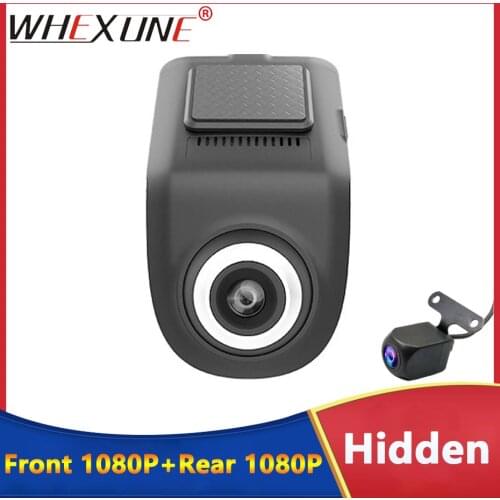 WHEXUNE USB Car DVR Camera hidden dual lens ADAS dash cam LDWS Driving Auto Digital Video Recorder 1080P For Android OS system
