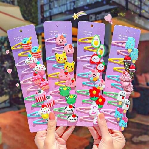 10PCS/Set New Girls Cute Cartoon Ice Cream Unicorn Hairpins Kids Lovely Hair Clips Barrettes Headband Fashion Hair Accessories