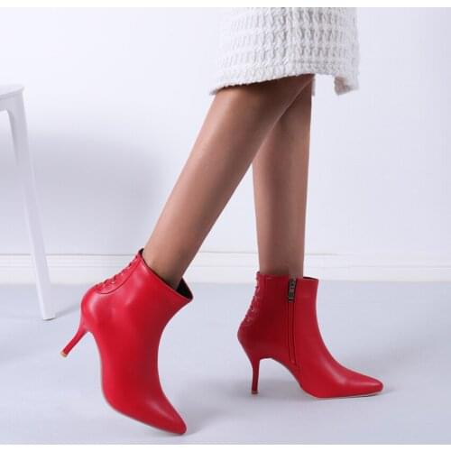 Womens ankle boots winter new contracted atmosphere high with versatile womens ankle boots