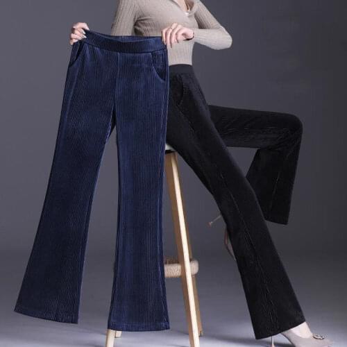 Women Pants Corduroy Womens Pants 2021 Autumn Winter Leisure Loose Flared Womens Pants Pantalones De Mujer