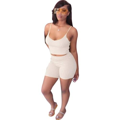 Womens Tracksuits Knitted Tracksuits Sportswear Spaghetti Strap Tank Tops Shorts Pants Suit Two Piece Set Outfits for women