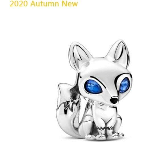 Lady Gift 2020 Autumn New Fit Original Pan Bracelets 925 Sterling Silver Beads Blue-eyed Fox Charm Women DIY Fashion Jewelry