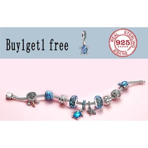 925 sterling silver summer ocean series blue secret fish starfish tortoise glass shell pandora pandora bracelet