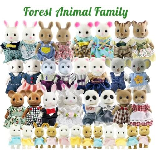 10/14/18pcs Forest Family Doll Set 1/12 Miniature Pretend Play Toy Child Simulation 1:12 Rabbit Koala Bear Dolls For Girls TOY