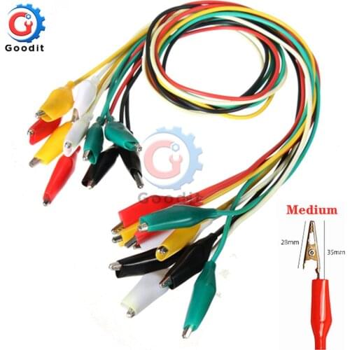 10Pcs Medium Crocodile Clips Cable Double-ended Alligator Clips Wire testing wire Clip 5 Colors Electrical Test Cable 50cm
