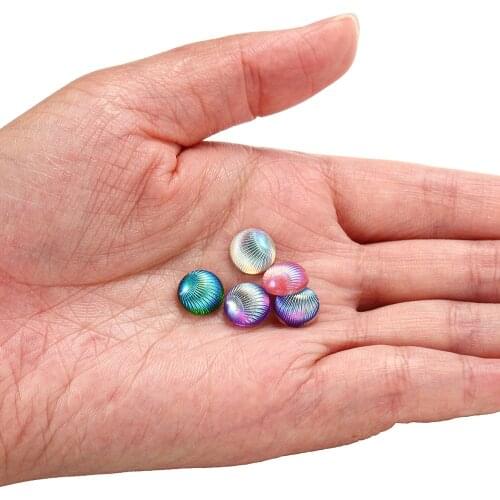 20PCS 10MM AB Color Shell Pattern Druzy Natural Stone Resin Cabochons DIY Jewelry Accessories Supplies