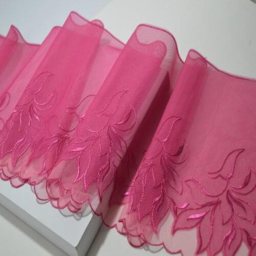 21cm 2yds/lot pink Exquisite Embroidered Flower Lace Trim High Quality Lace Fabric DIY Craft&Sewing Dress Clothing Accessories
