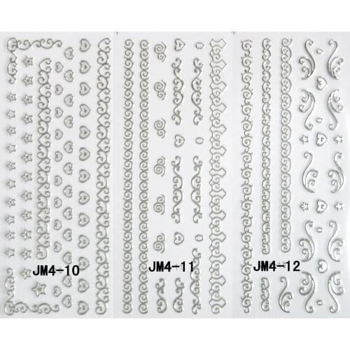 3 PACKS / LOT NAIL ART METAL DECAL SELF ADHESIVE STICKER SLIDER GOLD SILVER VANTAGE CHAIN LACE VINE JM010-012