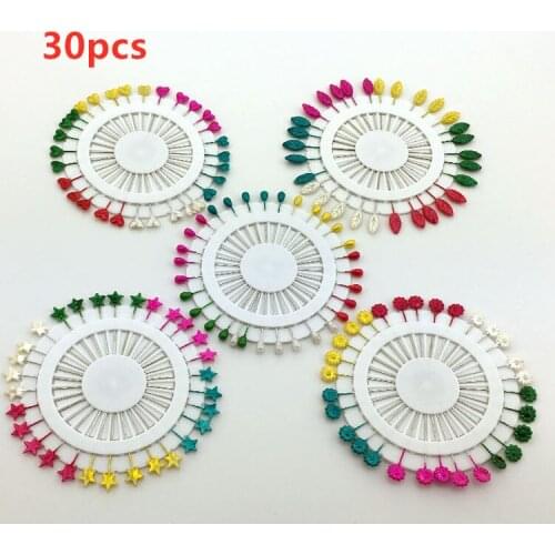 30pcs/Set Quilting Pins Patchwork Pins Heart Flat Head Sewing Pins Mixed Colors Sewing Dressmaking Sewing Tool Needle