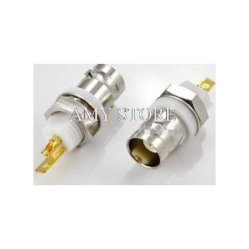5pcs BNC Female Jack Nut Bulkhead Solder-On Panel Mount Insulated Sleve RF Connector