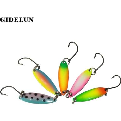 3cm 2g 5pcs Mixed Colors Spoon Fishing Spinner Lure Trout Fishing Bait Artificial Pesca Fishing Tackle