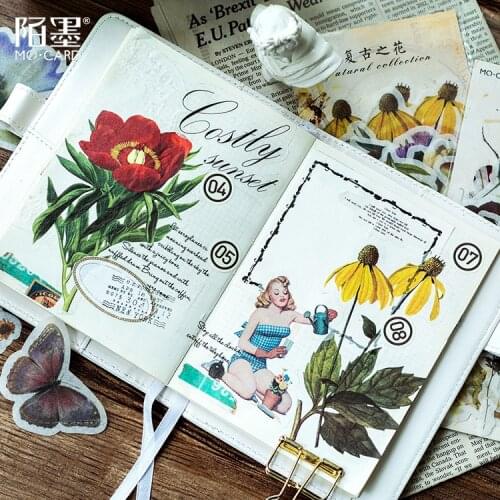 60Pcs/Set Plant Style Flowers Green leaf PTE Deco Diary Stickers Scrapbooking Planner Decorative Stationery Stickers