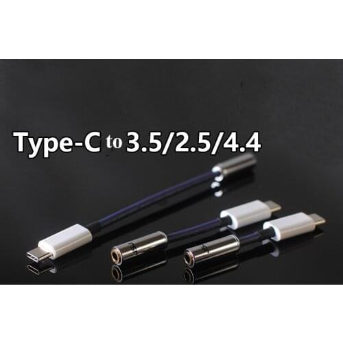 6N OCC Silver-plated Adapter Typec to 3.5/2.5/4.4mm Adapter conversion line DAC decoding Headphone T0086