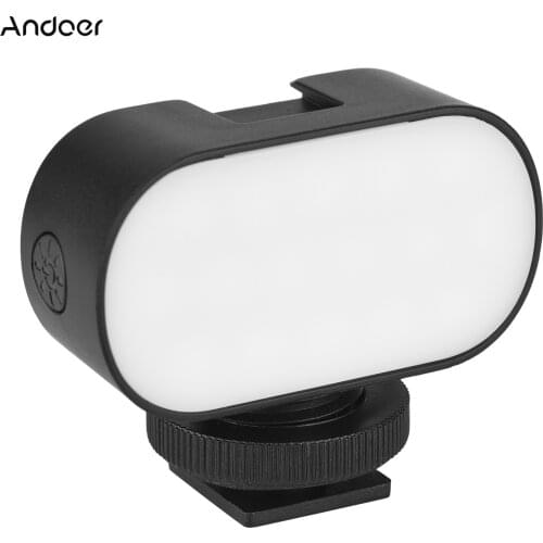 Andoer ST30 Mini LED Video Light 5000K-6000K Vlog Fill Light CRI95+ Built-in Lithium Battery with Cold Shoe Mount White Diffuser