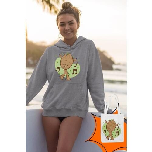Angemiel Wear Dancing Groot Gray Women 'S Hooded Sweatshirt Bags Kombin