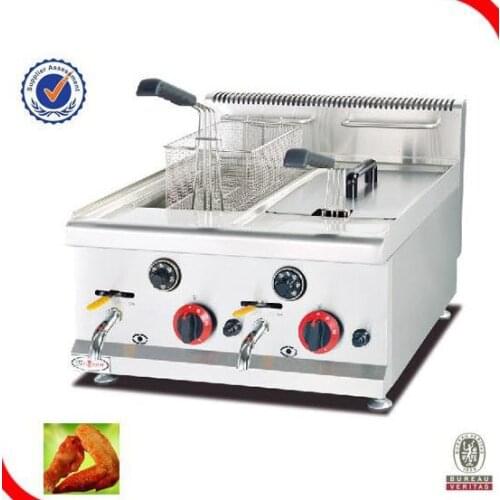 Free shipping Commercial Counter top Gas fryer with 2 tank Device are preset to city gas,natural gas or LPG