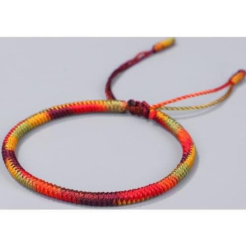 Tibetan Buddhist Handmade Lucky Knots Rope Bracelets For Women Men Buddhism Braided Gradient Bless Bangle Amulet