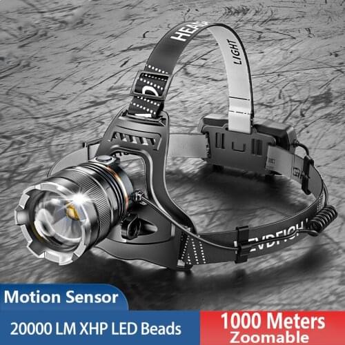 20000LM P70 Sensor Headlamp Zoom Powerful USB Rechargeable Flashlight Fishing Camping Headlight 18650 Battery Waterproof Lantern