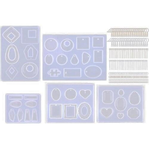 Hot DIY Crystal Epoxy Earring Mold Jewelry Set Handmade Epoxy Silicone Mold Necklace Pendant Making