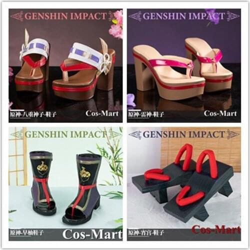The High Quality Game Genshin Impact Yae/Raiden Shogun/ Yoimiya Shoes Cosplay Universal Combat High Heels Female Role Play Used
