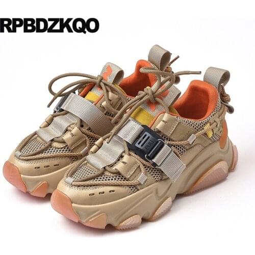 Thick sole sneakers flats footwear elevator mesh brown breathable high quality women muffin creepers platform shoes trainers