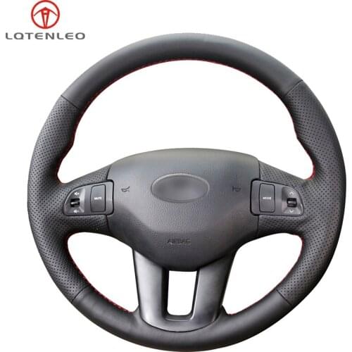 LQTENLEO Black PU Artificial Leather Hand Sew Car Steering Wheel Cover For Kia Sportage 3 2010-2017 Kia Ceed Cee'd 2009-2012