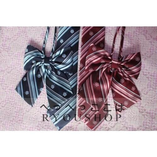 Sakura Embroidery Cute Unisex Preppy Style Neck Tie British Japanese School Girls & Boys JK Uniform Bow Tie Students Cosplay