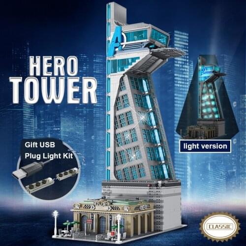 MOC Hero Tower Set Building Blocks Sanctum Sanctorum Movie City Architecture Streetview Light Bricks Toys For Children Gifts