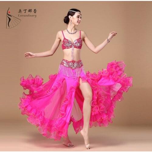Odin narelle 2017 new belly dance clothing embroidered bra corset split bag hip skirt suit