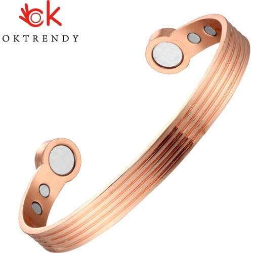 Oktrendy Pure Copper Bangle Magnetic Adjustable Cuff Bracelets Male Copper Health Energy Magnetic Bracelets Bangles For Women