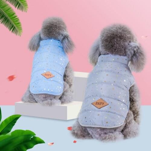 Teddy Pet Puppy Coat Bronzing Cotton Vest Dog Clothes Printed Pets Cat Coats Warm Dog Down Jacket Winter Clothing for Small Dogs