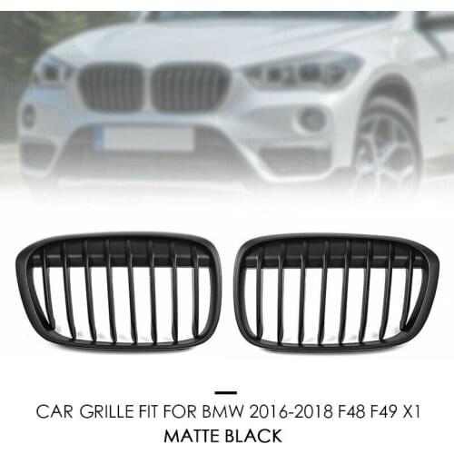 1 Pair Matte Black Front Grille Fit For BMW F48/F49 X1 2016-2018 ABS Durable