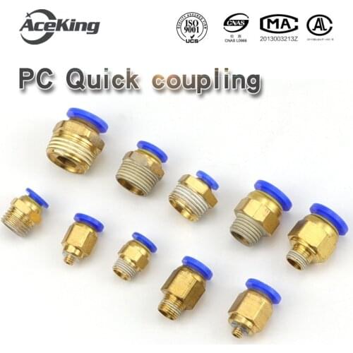 Pneumatic air pipe quick insert pneumatic connector cylinder straight thread pc8-02/4-m5/6-01/10-03/12-04 1/8‘’ 1/4‘’ 3/8‘’ 1/2