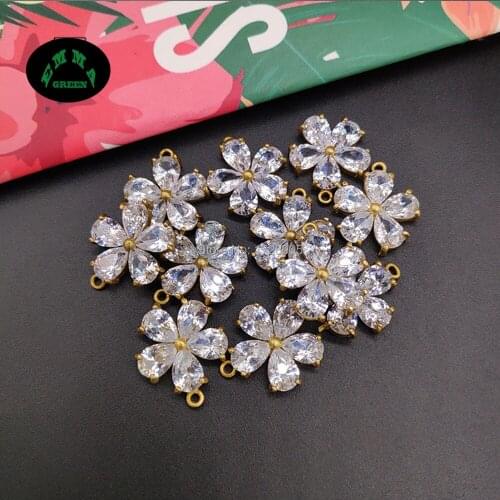 Charms for Jewelry making Zircon Charm Pendant 10pcs 18mm Crystal Charms for DIY Findings Charms Flower Charms