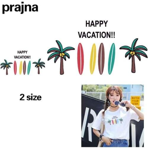 Prajna Colorful Palm Tree Patch Hawaii Patch For Clothes Iron-On Transfers Custom Patches For Backpacks Clothing Children DIY D