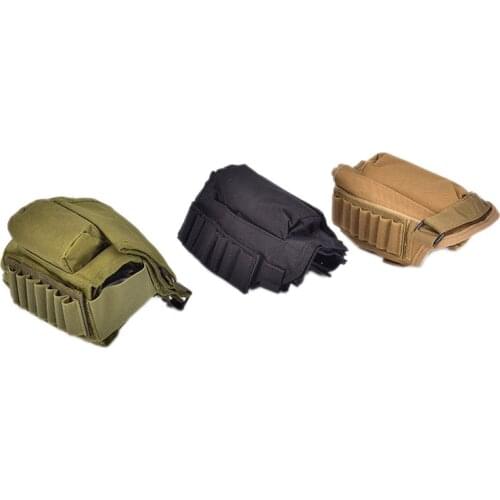 Adjustable Outdoor Tactical Butt Stock Rifle Cheek Rest Pouch Bullet Holder Nylon Riser Pad Ammo Cartridges Bag