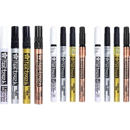 SAKURA Pen-Touch Metallic Markers Opaque Oil Paint Pens 0.7 Mm 1.0 Mm 2.0 Mm White Gold Silver Japan