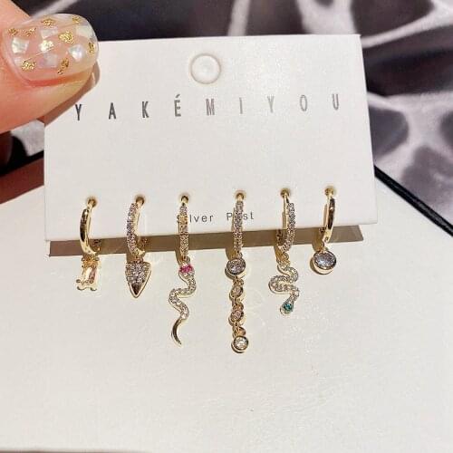 Fashion Geometric Snake Shaped Dangle Earrings Set Personality Small Hoop Earrings For Women Jewelry