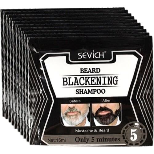 Sevich 10Pcs 5Mins Blackening Beard Shampoo Dye Beard Into Black Herb Natural Faster Blackening Beard Coloring Removal