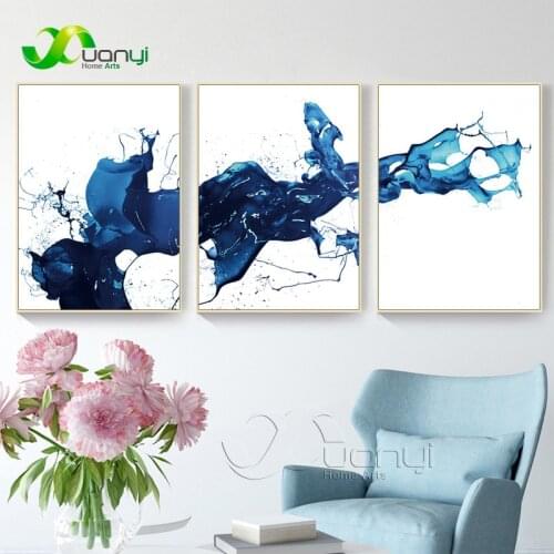 Modern Posters Simple Abstract Oil Painting Blue Picture Wall Art Canvas Painting Poster Home Decoration For Living Room