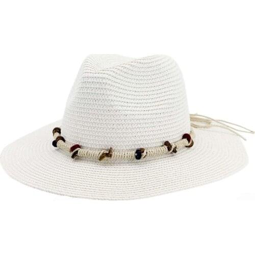 2021 Summer men and women jazz straw hat summer linen beaded cap whip European tide hat outdoor casual hat beach hat HA216