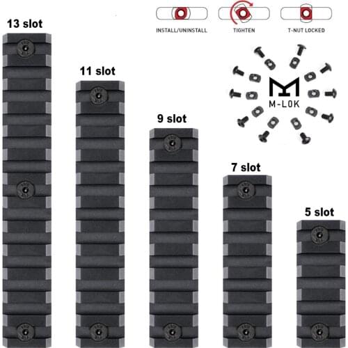 Tactical 5/7/9/11/13 Slots M-Lok Rail Mount Aluminum 21mm Picatinny Rail Sections for Mlok Handguard AR15 Rifle Scope Mount Base