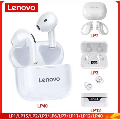 Lenovo LP1/LP1S/LP2/LP3/LP6/LP7/LP11/LP12/LP40 TWS Earphone Bluetooth 5.0 Wireless Headset Waterproof Sport Earbud Headphones