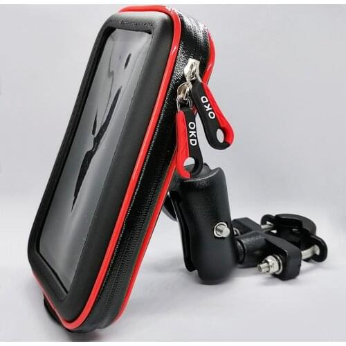 Universal Rail Mount Cell Phone Holder Case Motorcycle Handlebar Mount Holder Stand with Waterproof Zipper Case for Smart Phones
